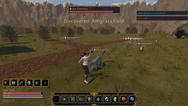 A breeder fighting an Ash Panthera in Ashgrass Field